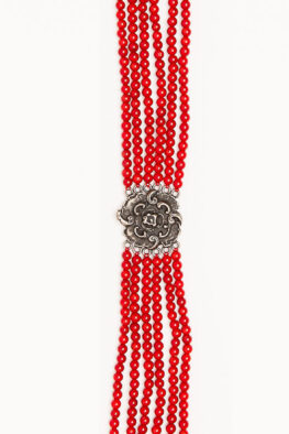1270S choker flower stone red