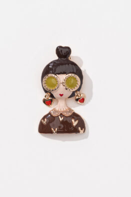 B702 BROOCH IRIS BROWN