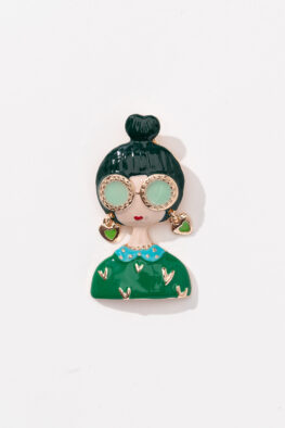 B702 BROOCH IRIS GREEN